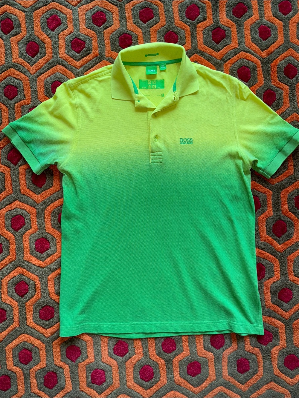 MAKE OFFER! Hugo BOSS Green Ombre Yellow-Green Polo Shirt size M